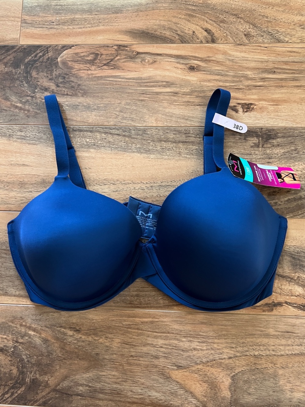 Maidenform T-Shirt Bra 38D Blue Underwire Convertible Straps SmartZone Cups NWT